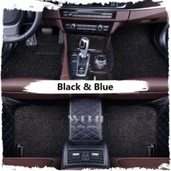 Black & Blue Luxury Double Layer Custom Car Mat